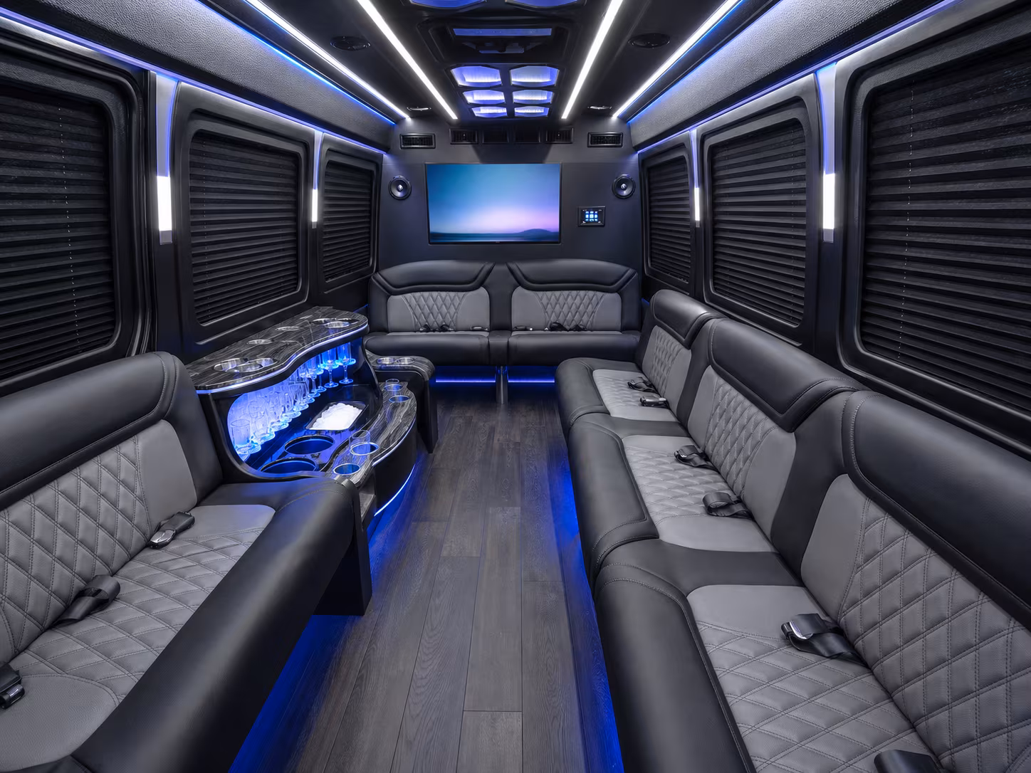 west bloomfield 25 passenger party bus inside