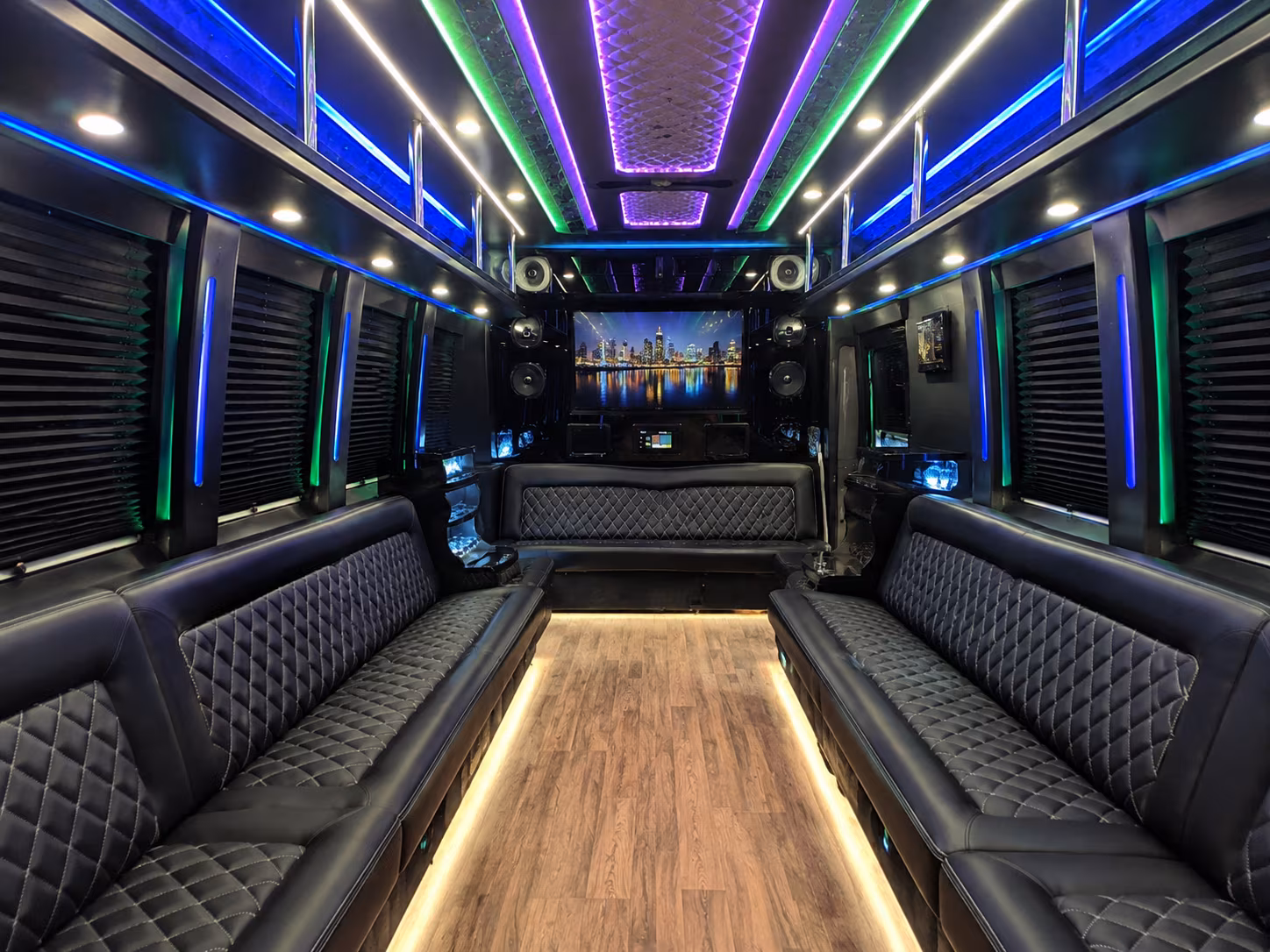 west bloomfield 25 passenger party bus interior